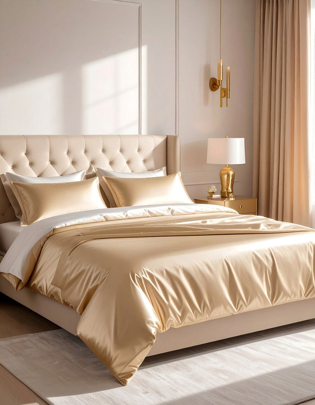 Royal Bedroom Featuring Silk and Satin Bedding - 20 Royal Bedroom Ideas for a Luxurious Sleep Space
