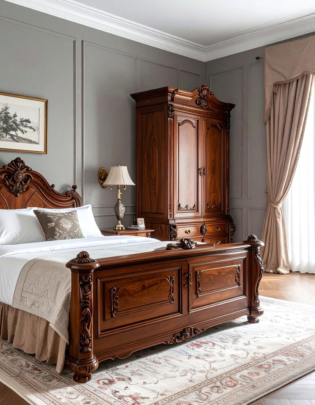 Royal Bedroom with Antique Wood Furniture - 20 Royal Bedroom Ideas for a Luxurious Sleep Space