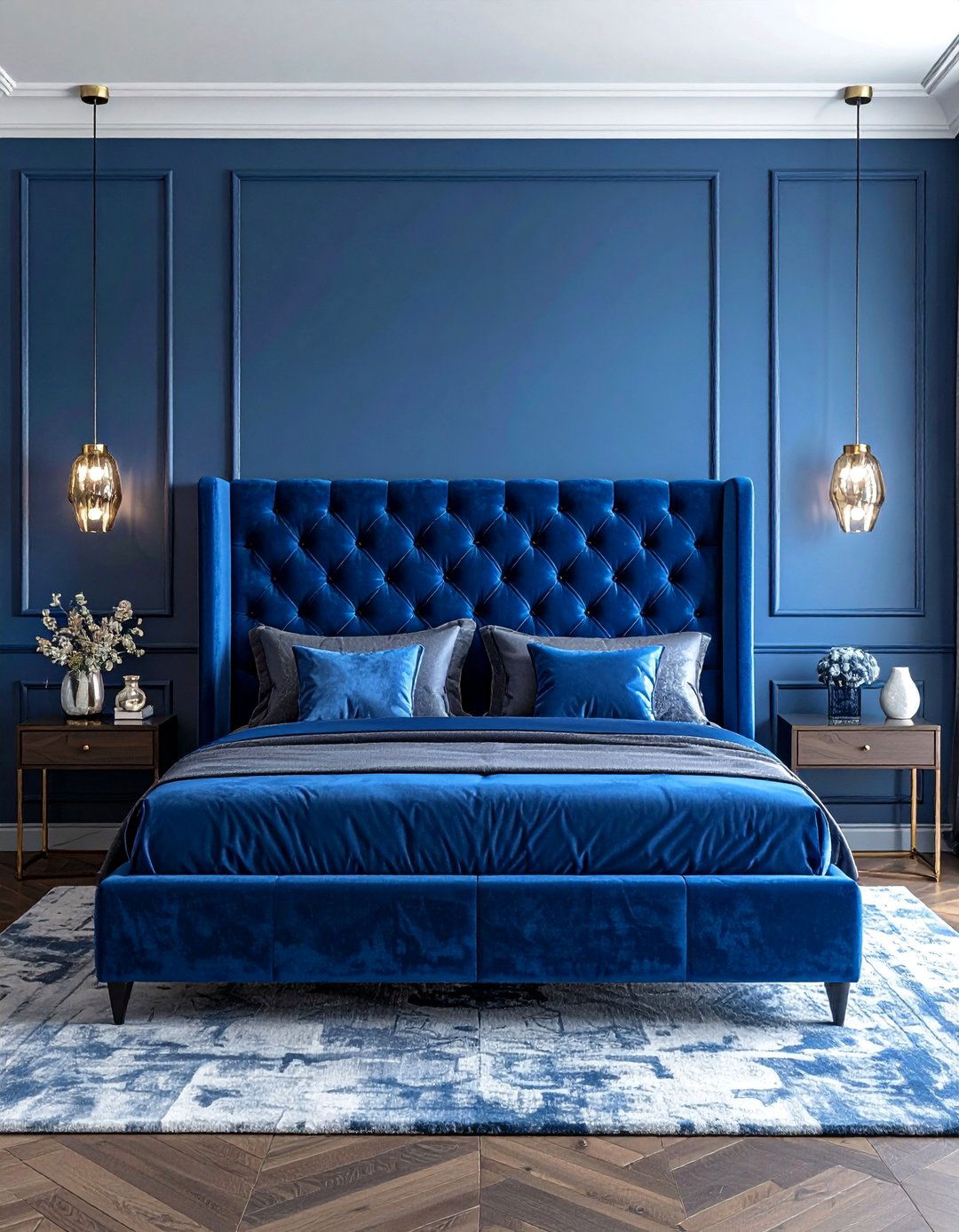 Royal Bedroom with Rich Velvet Upholstery - 20 Royal Bedroom Ideas for a Luxurious Sleep Space
