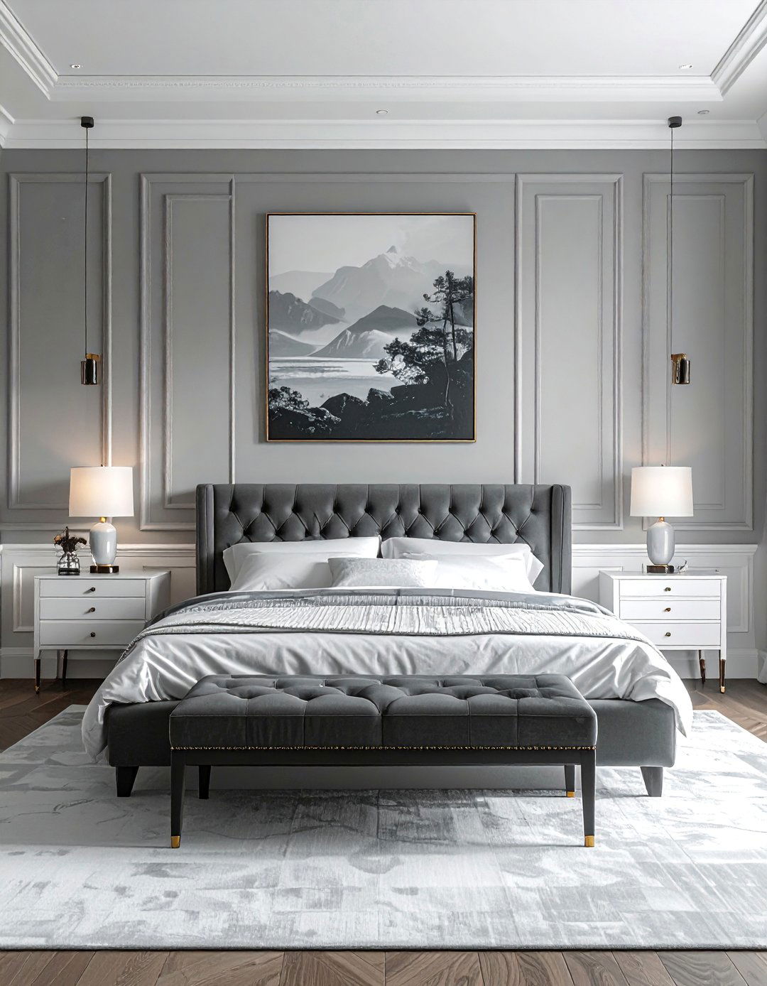 Royal Bedroom with Wainscoting and Wall Paneling - 20 Royal Bedroom Ideas for a Luxurious Sleep Space