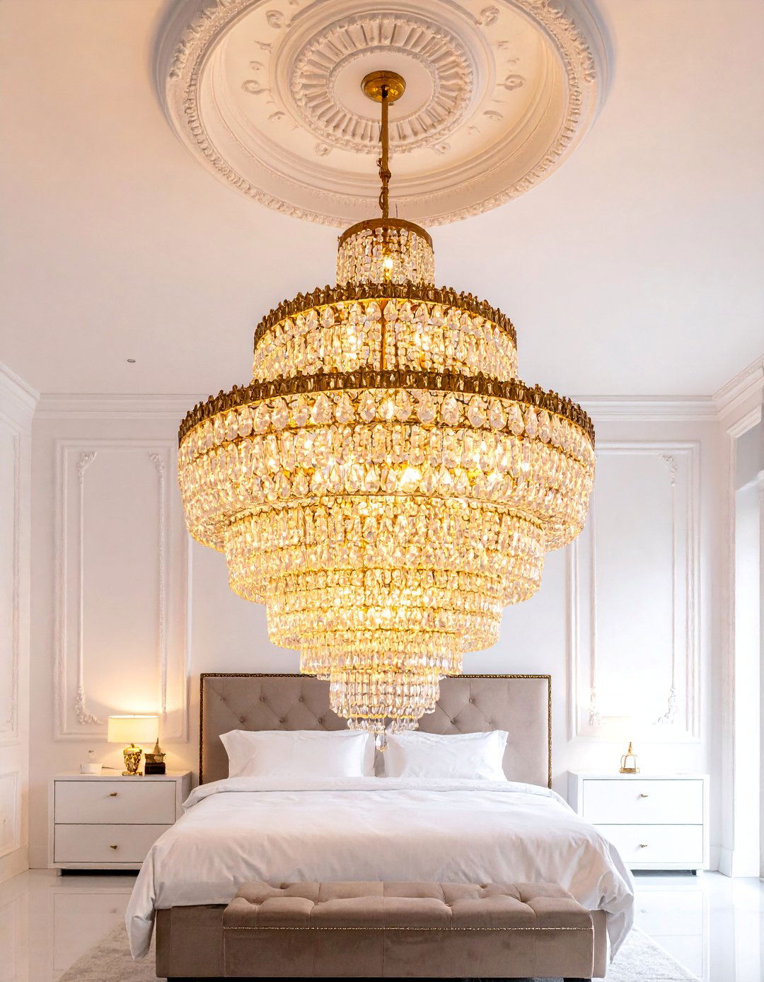 Royal Bedroom with a Crystal Chandelier - 20 Royal Bedroom Ideas for a Luxurious Sleep Space