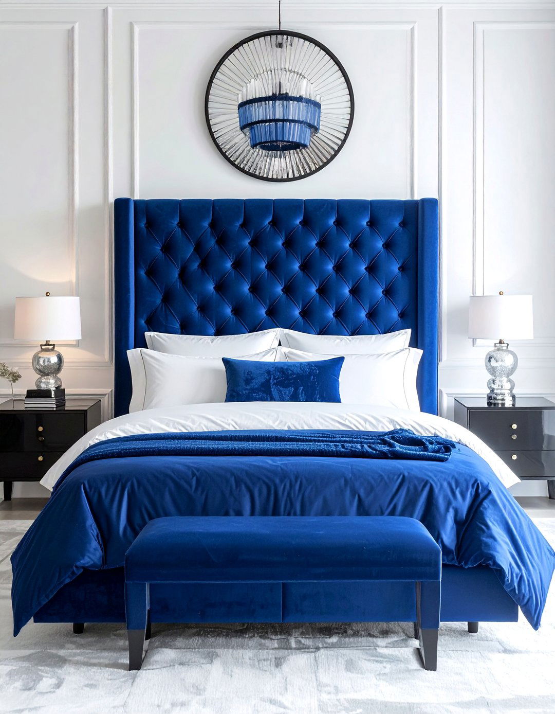 Royal Blue Velvet Headboard Bedroom - 25 Blue and White Bedroom Ideas for a Calm Retreat