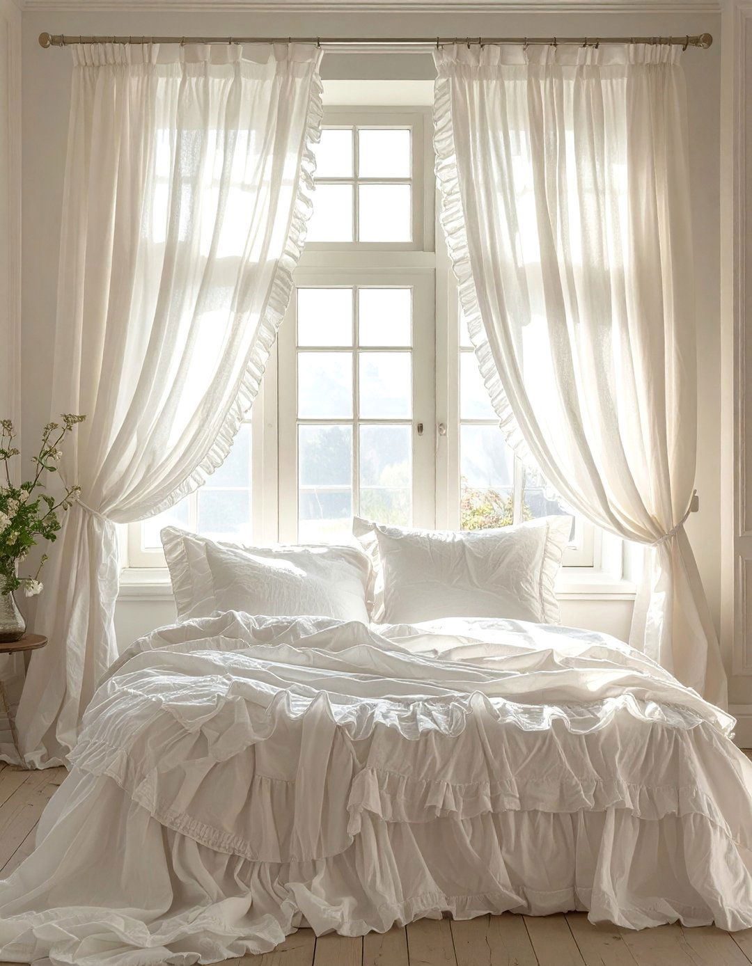 Ruffled Curtains and Linens for a Shabby Chic Bedroom - 20 Shabby Chic Bedroom Ideas for Timeless Elegance
