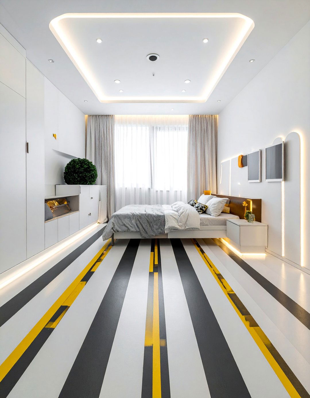 Runway Stripe Floor Design - 20 Airplane Bedroom Decor Ideas for Kids' Rooms