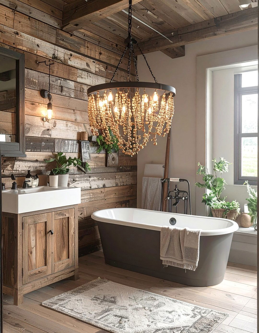 Rustic Beaded Bathroom Chandelier - 20 Bathroom Chandelier Ideas for a Luxurious Touch