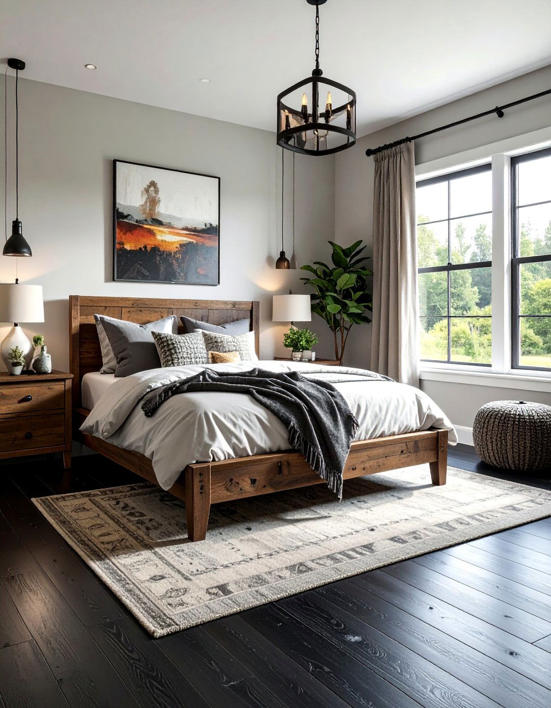 Rustic Black Painted Wood Floor Bedroom - 20 Black Floor Bedroom Ideas for a Dramatic and Stylish Retreat