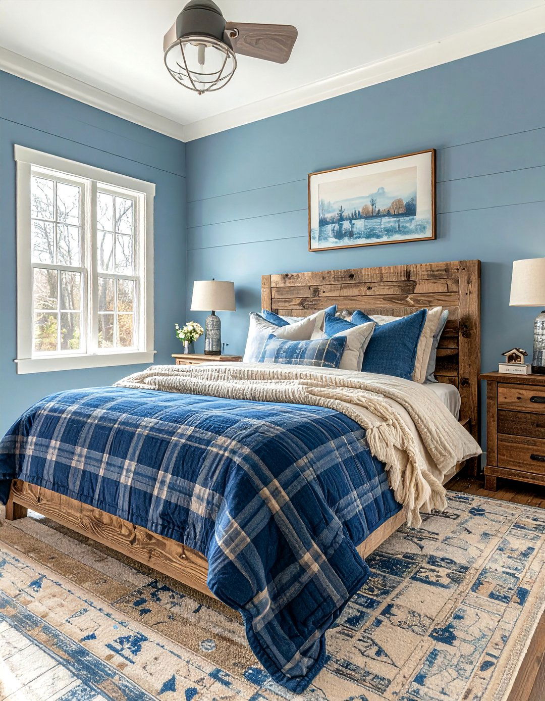 Rustic Farmhouse Blue and Beige Bedroom - 15 Blue and Beige Bedroom Ideas for a Calming Retreat
