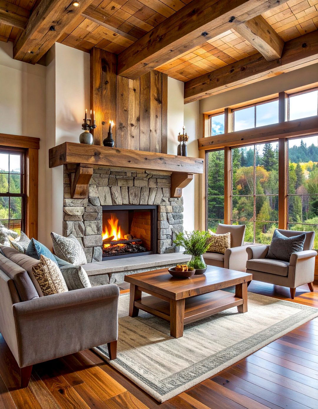 Rustic Hickory Beam Mantels - 20 Wood Fireplace Mantel Ideas for a Cozy and Rustic Ambiance