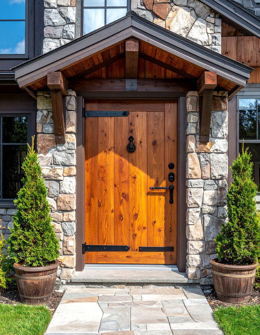 Rustic Knotty Alder Brown Front Door - 15 Brown Front Door Ideas to Enhance Your Home's Curb Appeal