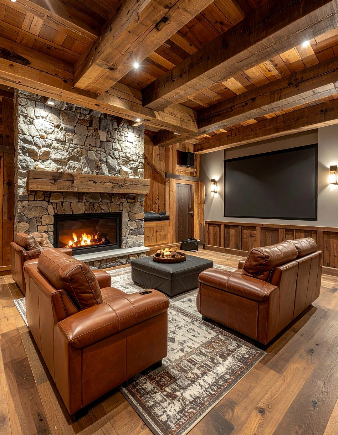 Rustic Reclaimed Wood Theater - 25 Basement Home Theater Ideas for Movie Nights