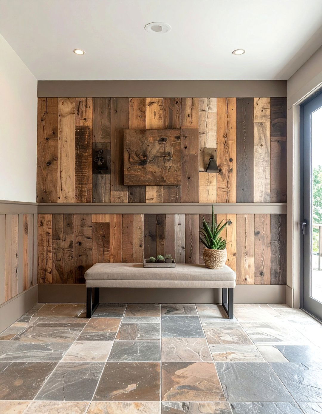 Rustic Reclaimed Wood Wainscoting - 25 Wainscoting Entryway Ideas to Elevate Your Home