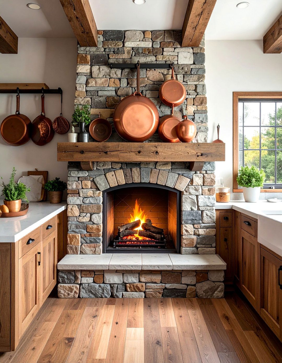 Rustic Stone Kitchen Fireplaces - 25 Kitchens With Fireplaces for Cozy Cooking Spaces