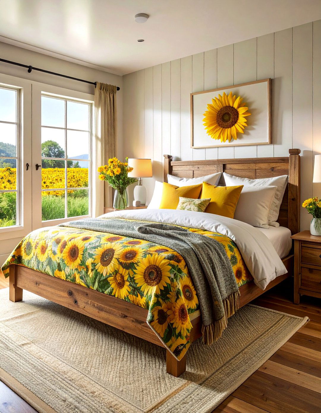 Rustic Sunflower Bedding Ensemble - 15 Sunflower Bedroom Ideas to Brighten Your Space