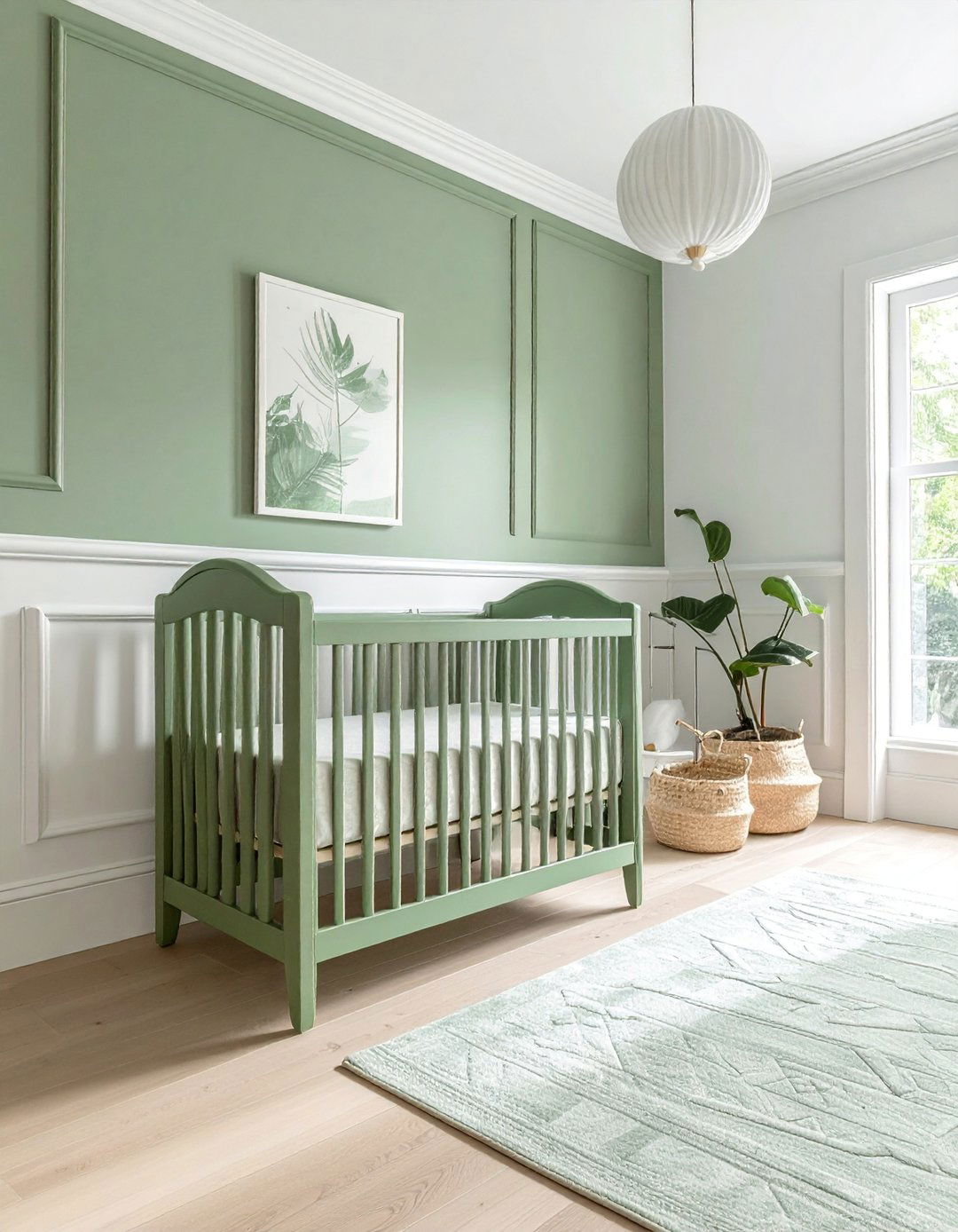 Sage Green Crib as a Nursery Focal Point - 25 Green Nursery Ideas for a Calming and Natural Space