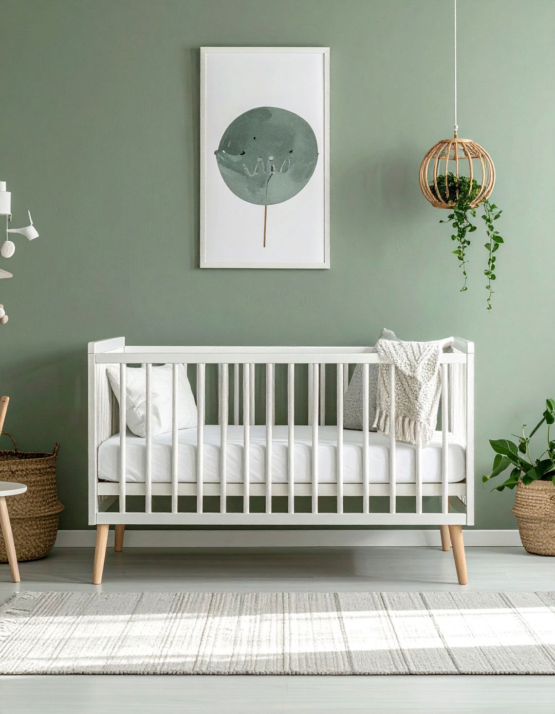Sage Green Nursery Accent Wall - 25 Green Nursery Ideas for a Calming and Natural Space