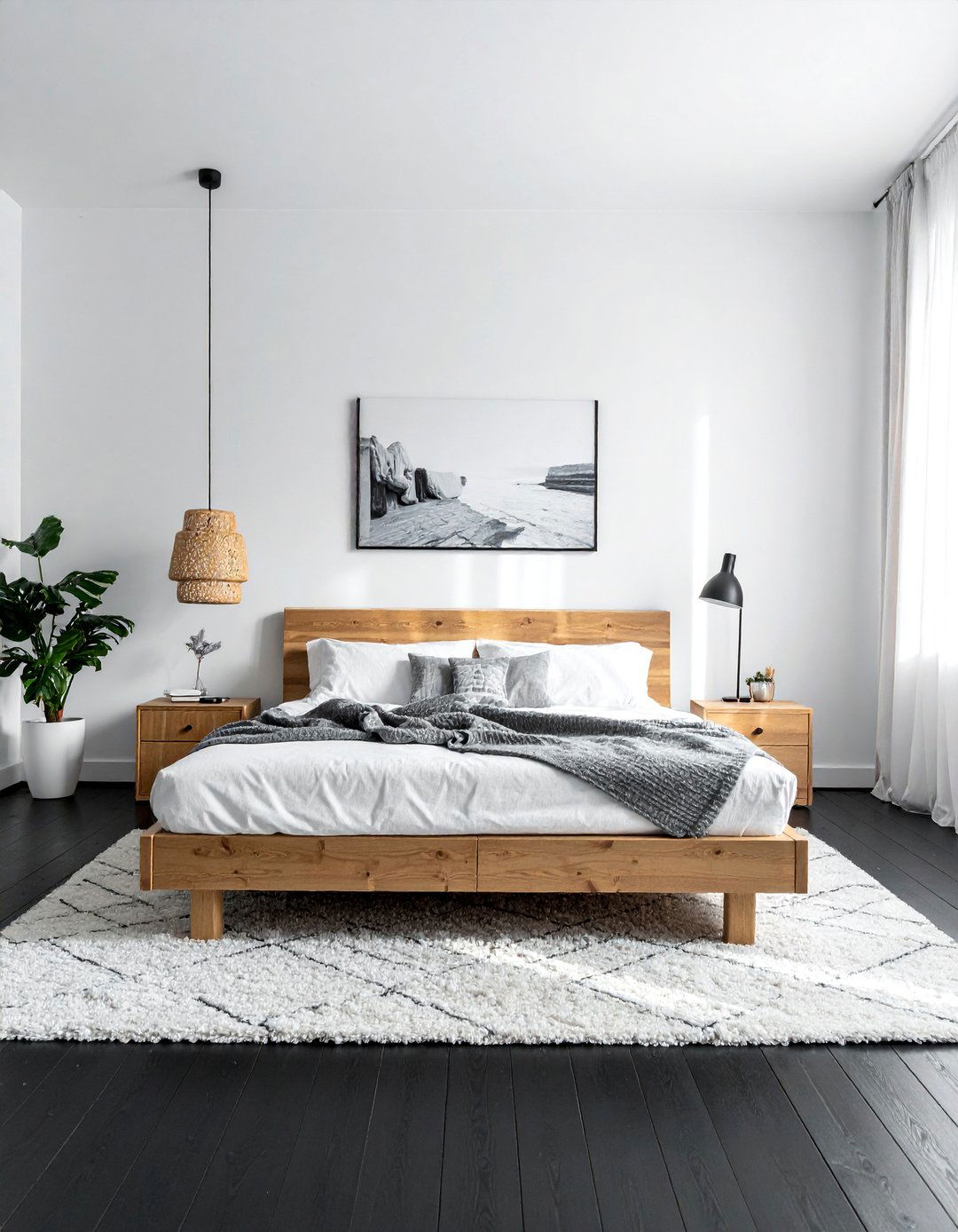 Scandinavian Black Floor Bedroom with Clean Lines - 20 Black Floor Bedroom Ideas for a Dramatic and Stylish Retreat