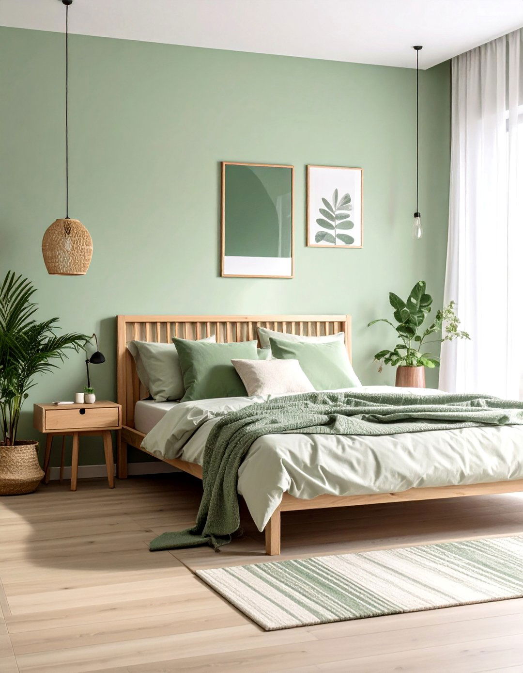 Scandinavian Design with Soft Green and Natural Wood - 20 Green and Brown Bedroom Ideas for a Natural Look