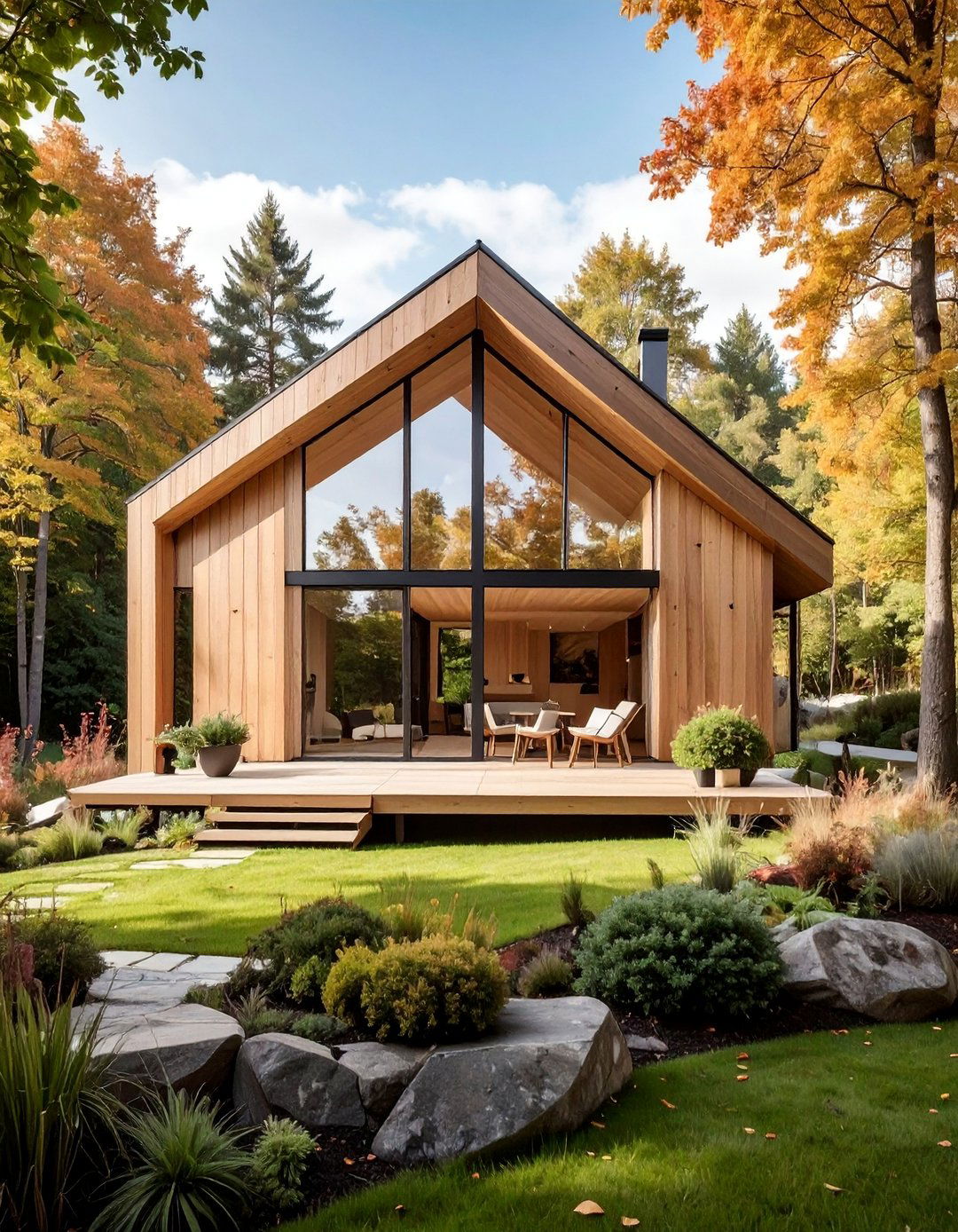 Scandinavian Inspired Exterior with Natural Wood Cladding - 20 Aesthetic House Exterior Ideas to Boost Curb Appeal
