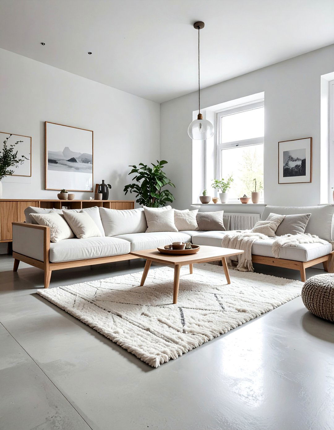 Scandinavian Inspired Warmth - 20 Concrete Floor Living Room Ideas for Modern Homes