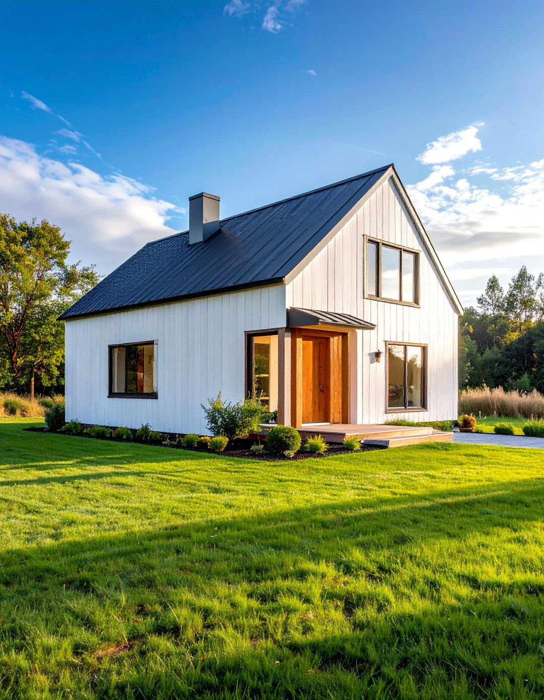 Scandinavian Inspired White Siding House - 20 White Siding House Designs for a Clean and Timeless Exterior