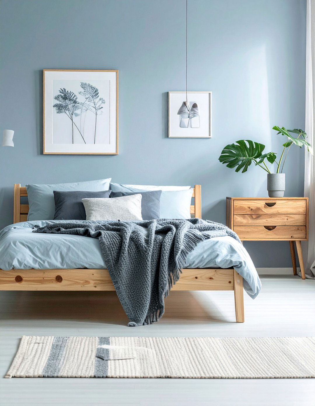 Scandinavian Light Blue and Light Wood Bedroom - 25 Light Blue Bedroom Ideas for a Calming Retreat
