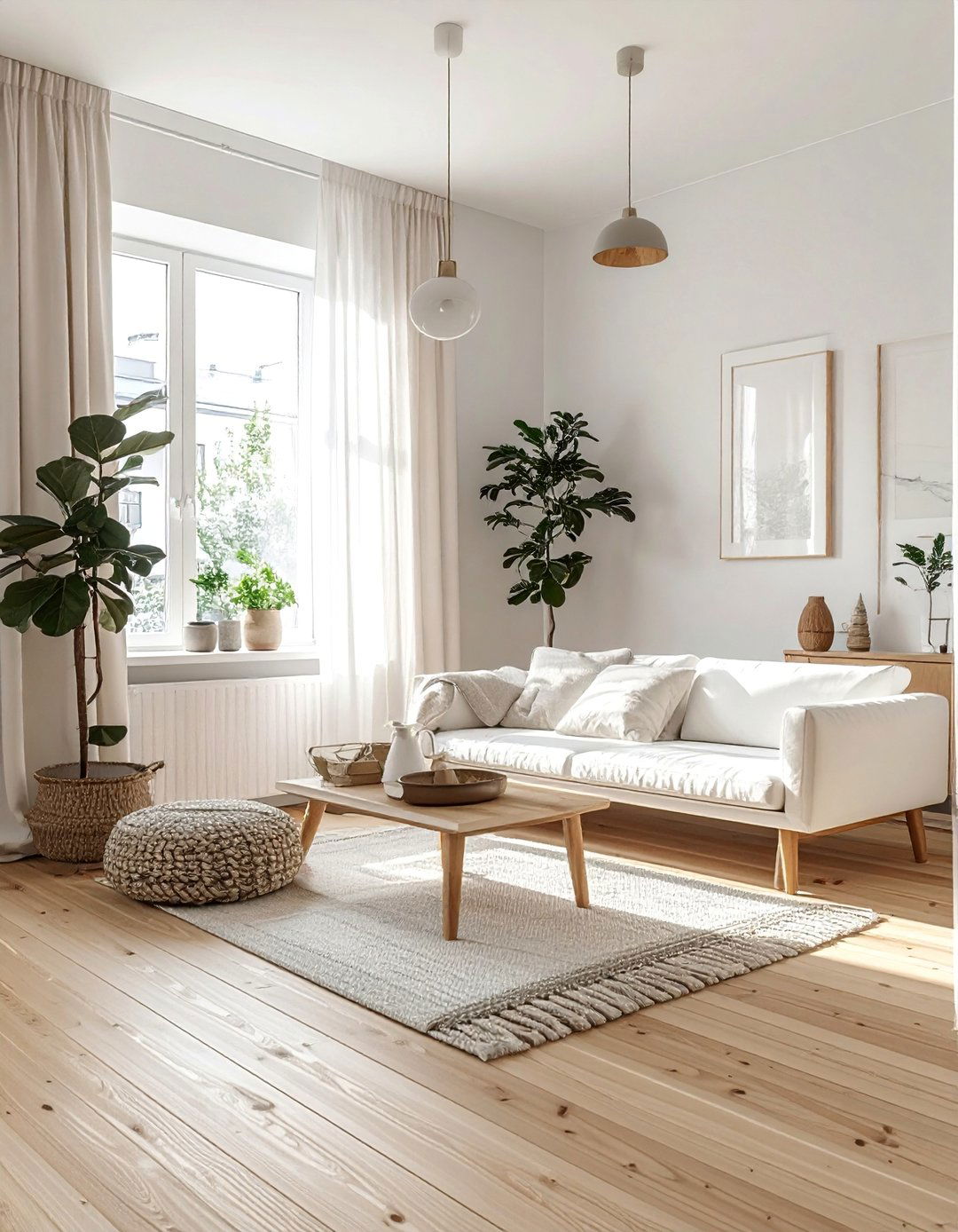 Scandinavian Light Pine Living Room Floor - 25 Beautiful Living Room Wood Floor Ideas