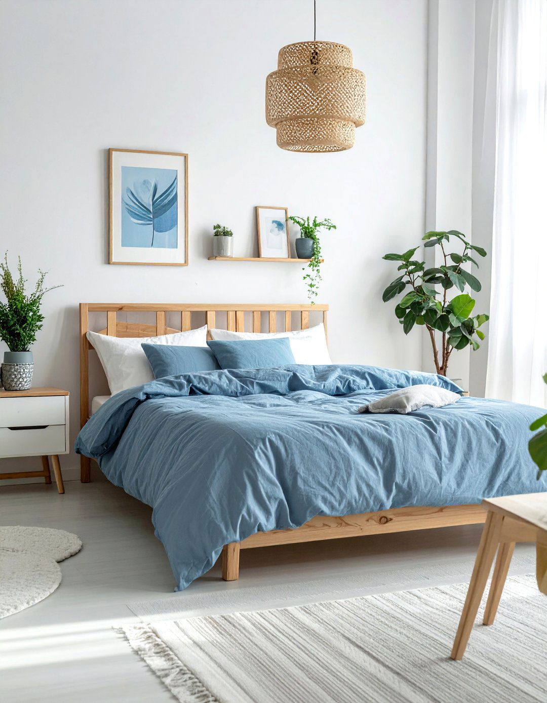 Scandinavian Style Blue and White Bedroom - 25 Blue and White Bedroom Ideas for a Calm Retreat