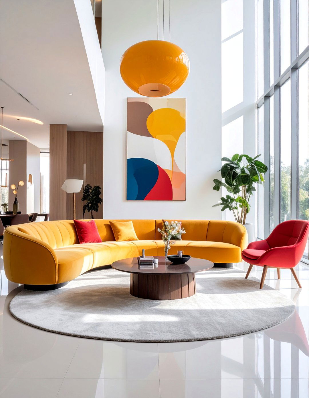 Sculptural Furniture Elements - 25 High Ceiling Living Room Ideas to Maximize Your Space