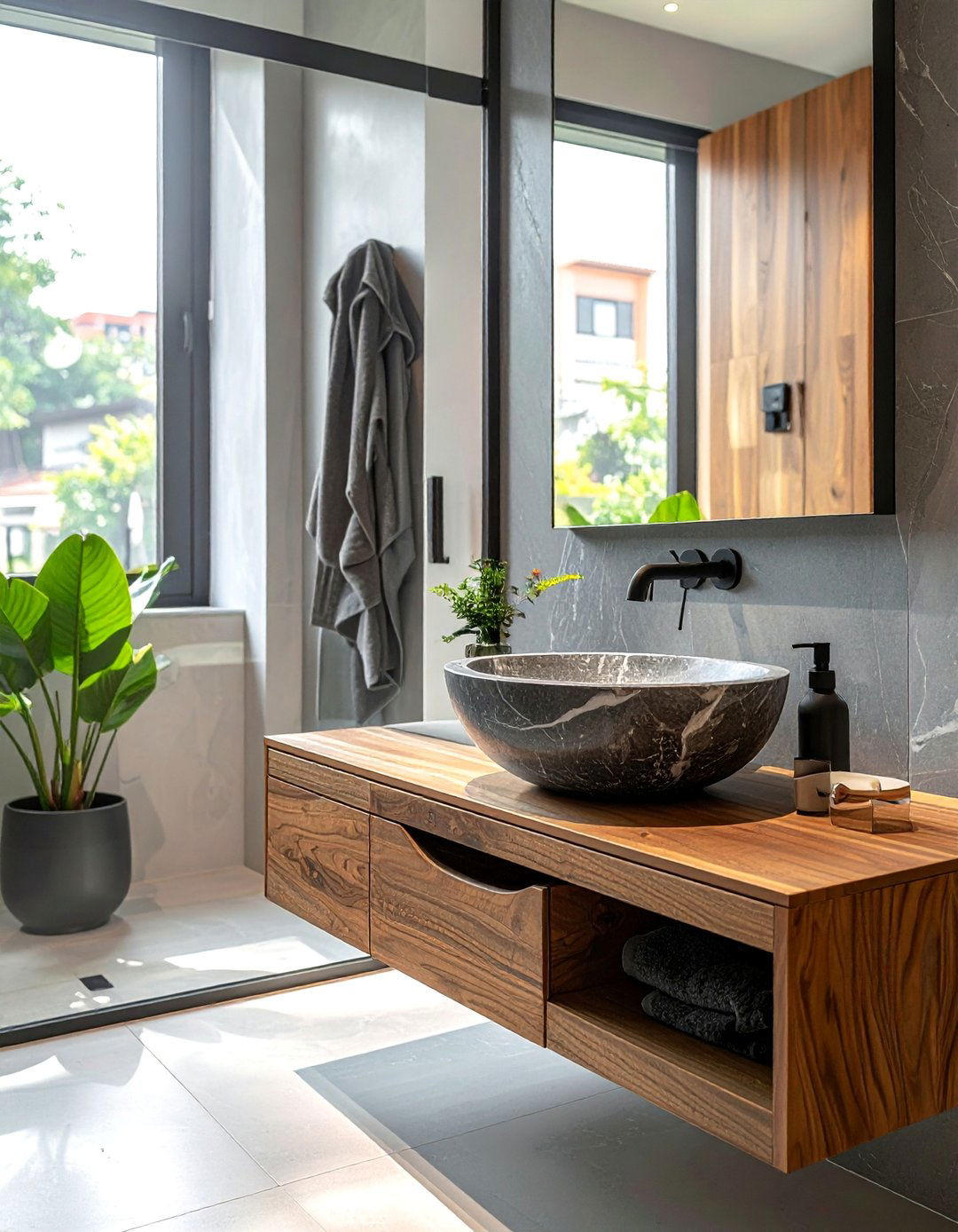 Sculptural Stone Vessel Sink Design - 20 Luxury Powder Room Ideas for a Chic Space