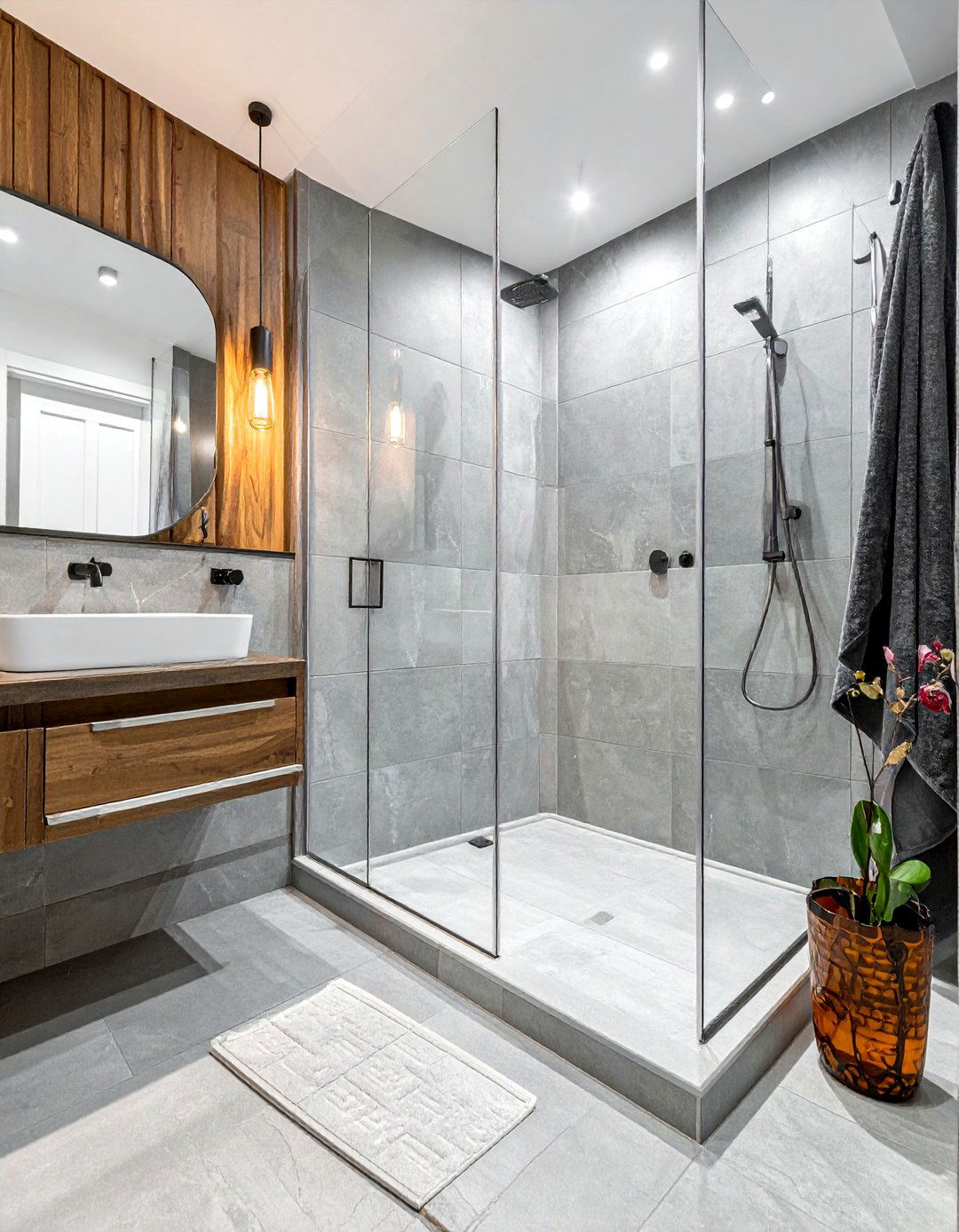 Seamless Shower Floor Transition - 15 Stylish Small Bathroom Flooring Ideas for Any Home