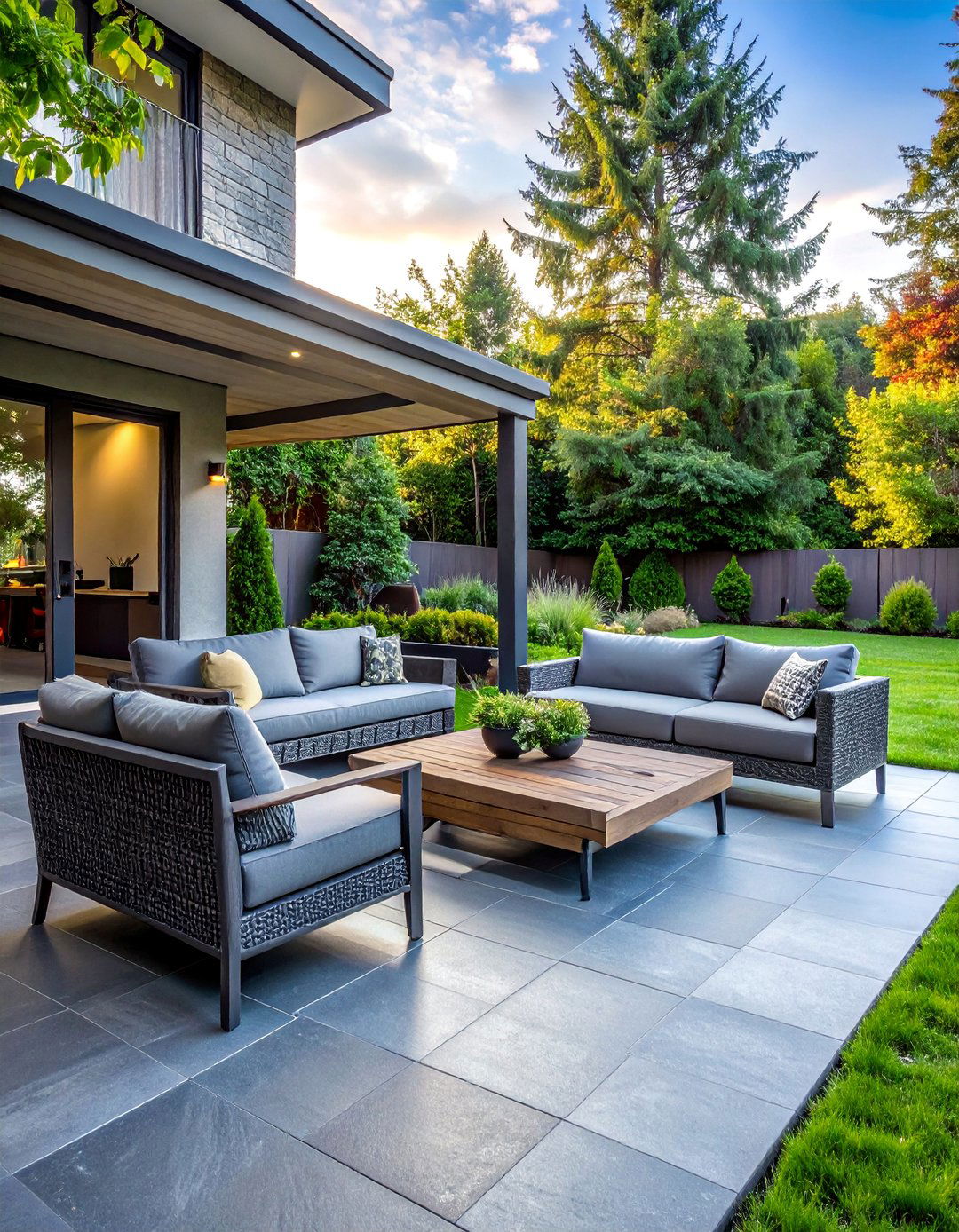 Seamless Slate Textured Stamped Concrete Patio - 40 Stamped Concrete Patio Ideas for Stylish Outdoor Spaces
