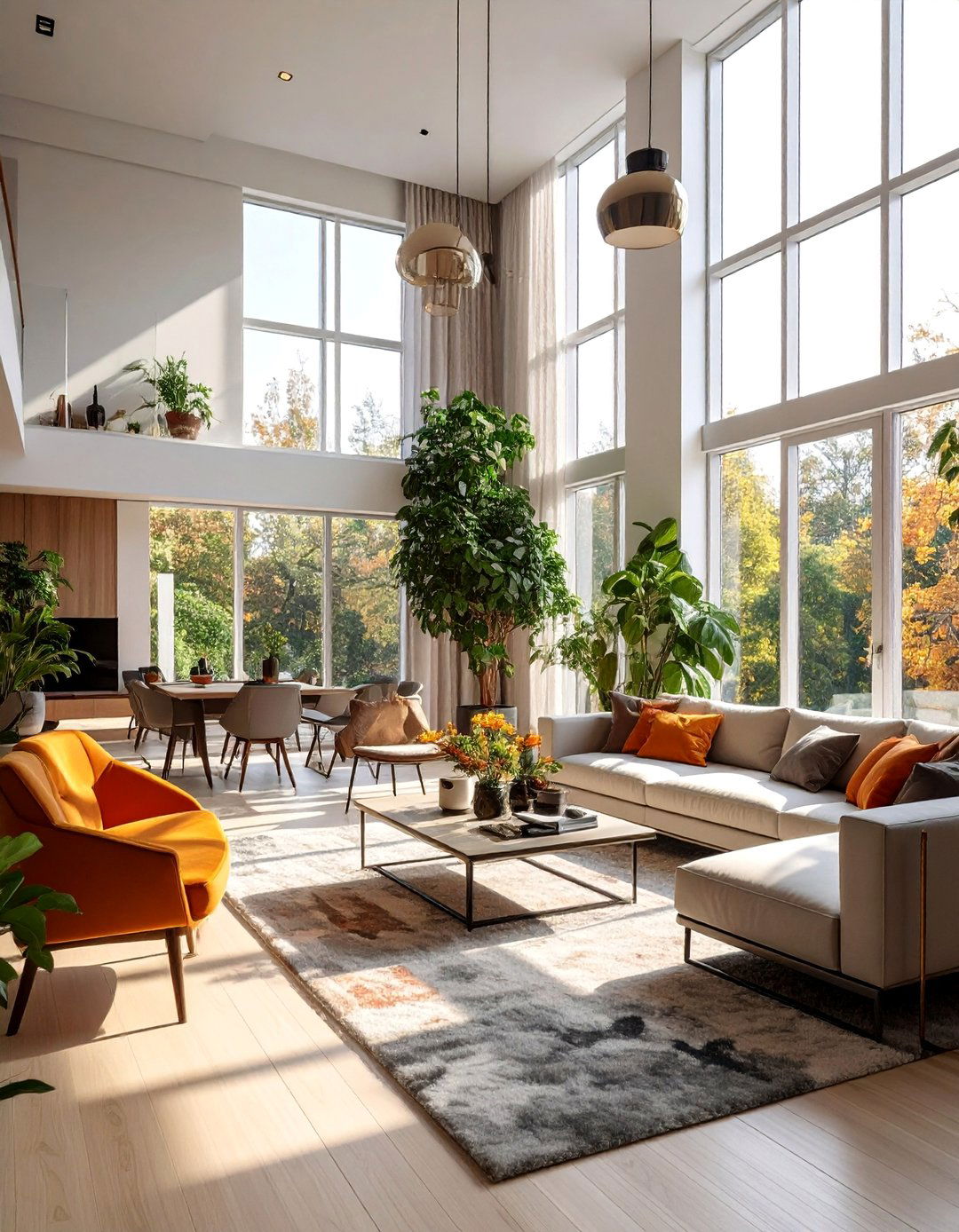 Seasonal Transformation Strategies - 25 High Ceiling Living Room Ideas to Maximize Your Space