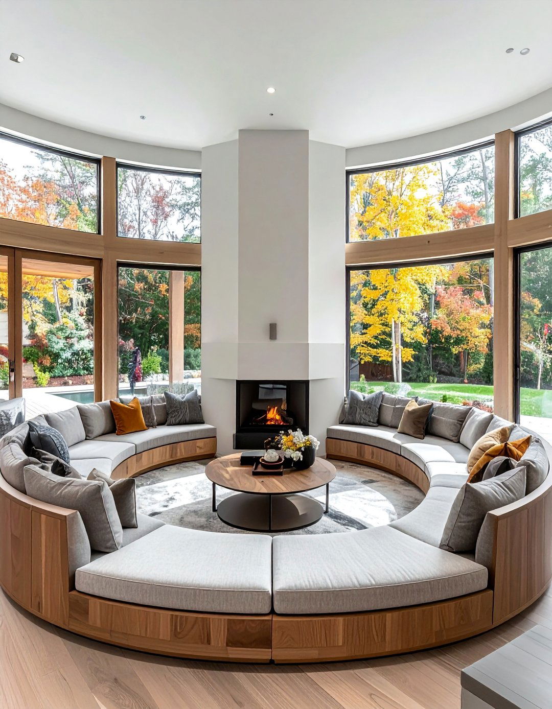 Sectional Wrap Around Fireplace Seating - 20 Fireplace Bench Ideas to Cozy Up Your Living Room