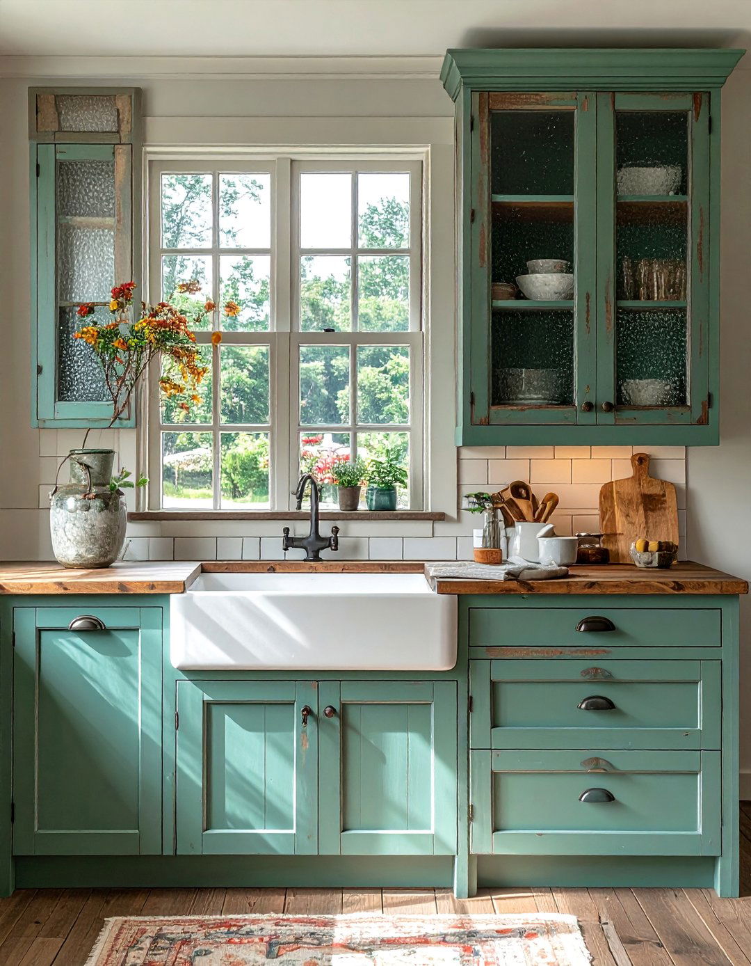 Seeded Glass Farmhouse Kitchen Cabinets - 15 Kitchen Cabinets With Glass Doors for a Modern Look