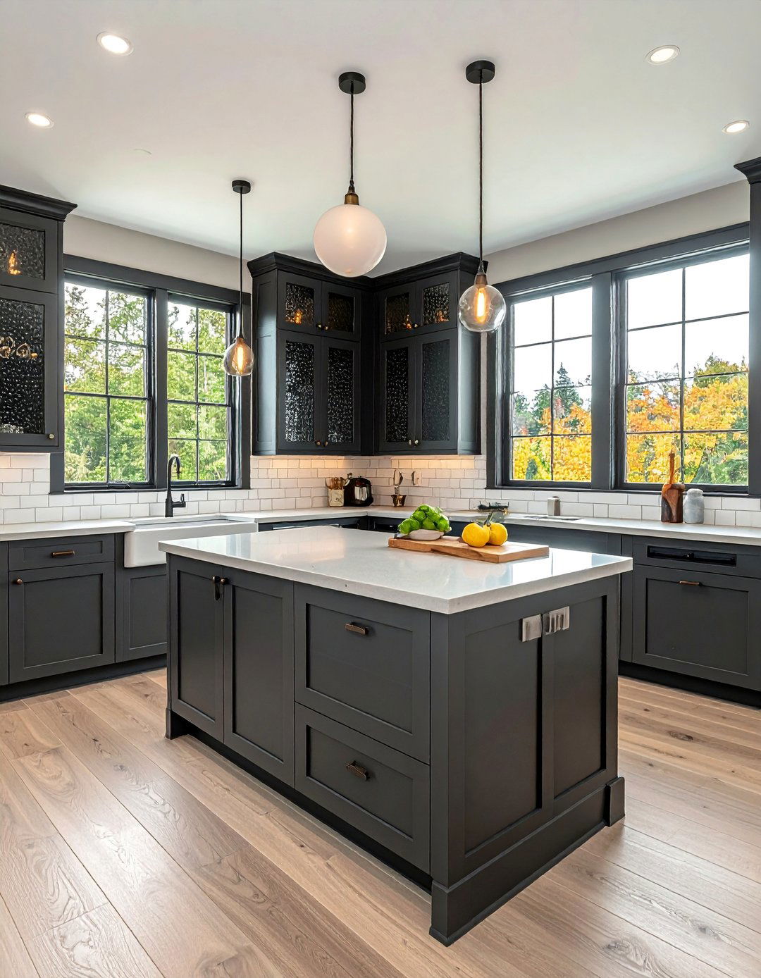Seeded Glass Kitchen Cabinets for a Vintage Touch - 20 Modern Style Glass Kitchen Cabinets for a Sleek Look