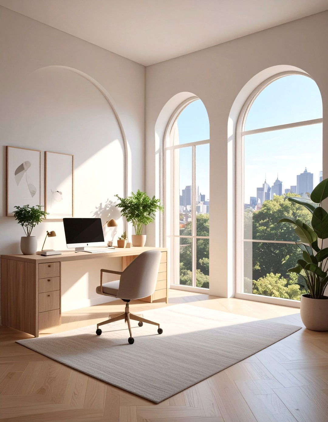 Segmented Arch Windows for Home Office Spaces - 30 Arch Window Design Ideas for Elegant Home Interiors