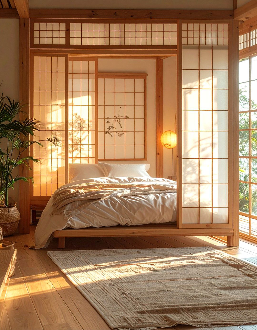 Shoji Screen Room Dividers in an Asian Bedroom - 20 Asian Bedroom Ideas for a Serene and Stylish Space