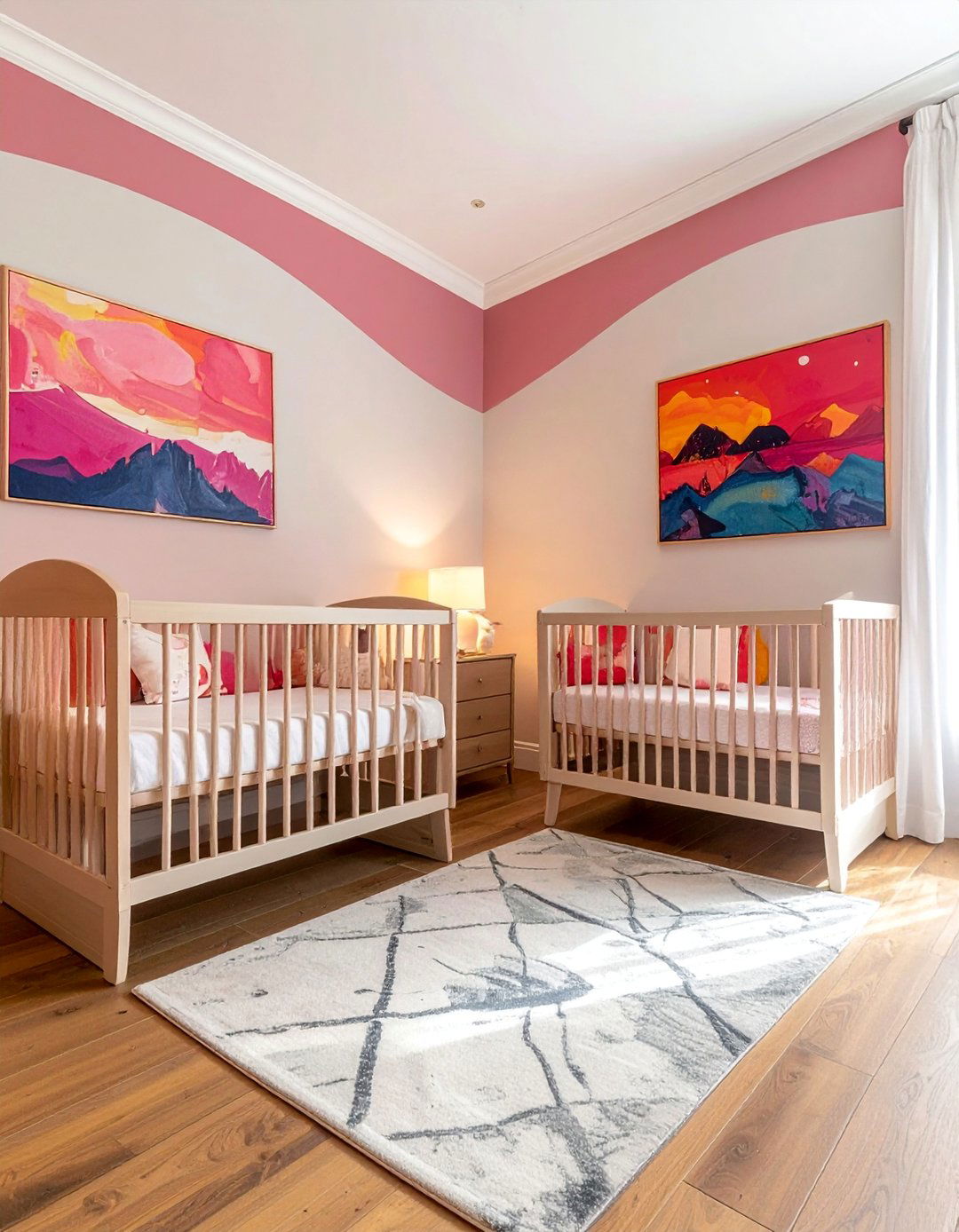 Side by Side Crib Layout - 25 Adorable Twin Nursery Ideas for Your Babies