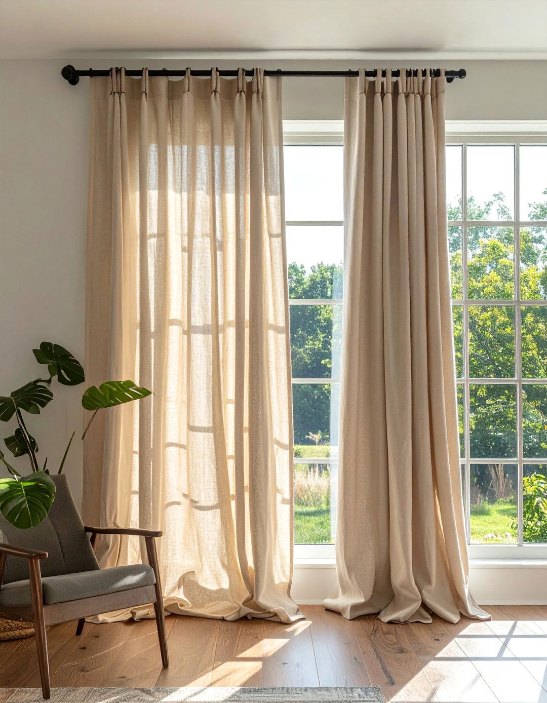 Simple Linen Curtain Panels - 25 Joanna Gaines Living Room Ideas for Farmhouse Style