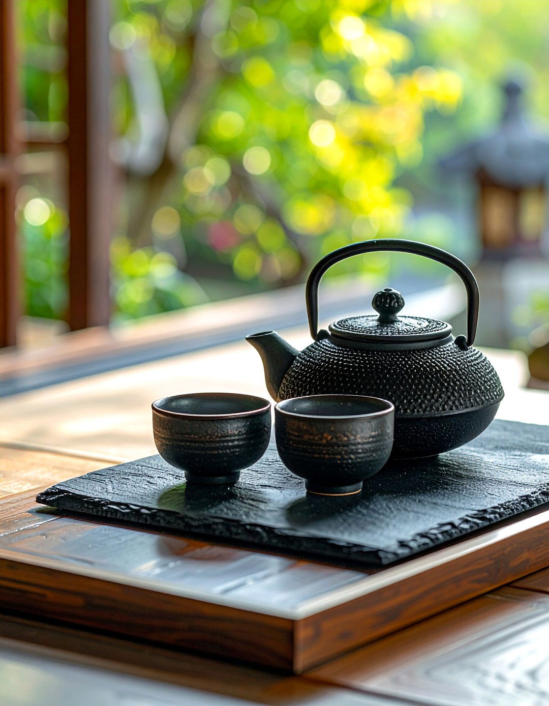 Simple Tea Set Display - 25 Asian Living Room Ideas for a Zen-Inspired Space