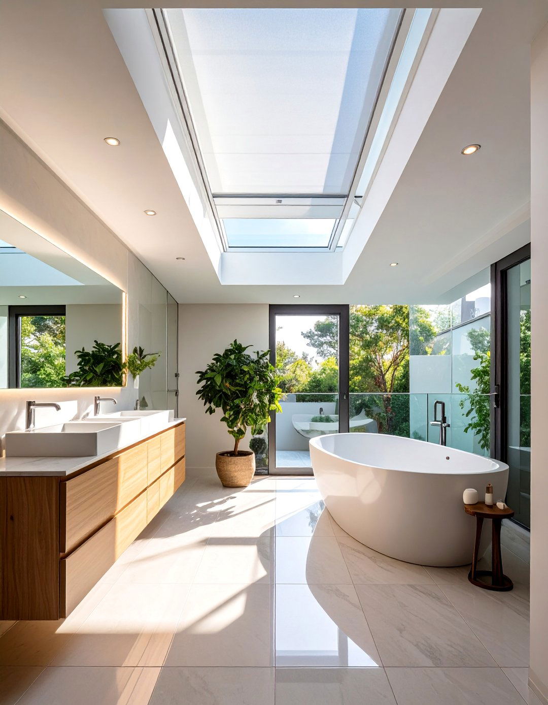 Skylight Natural Illumination - 40 Elegant Primary Bathroom Ideas for a Luxurious Space
