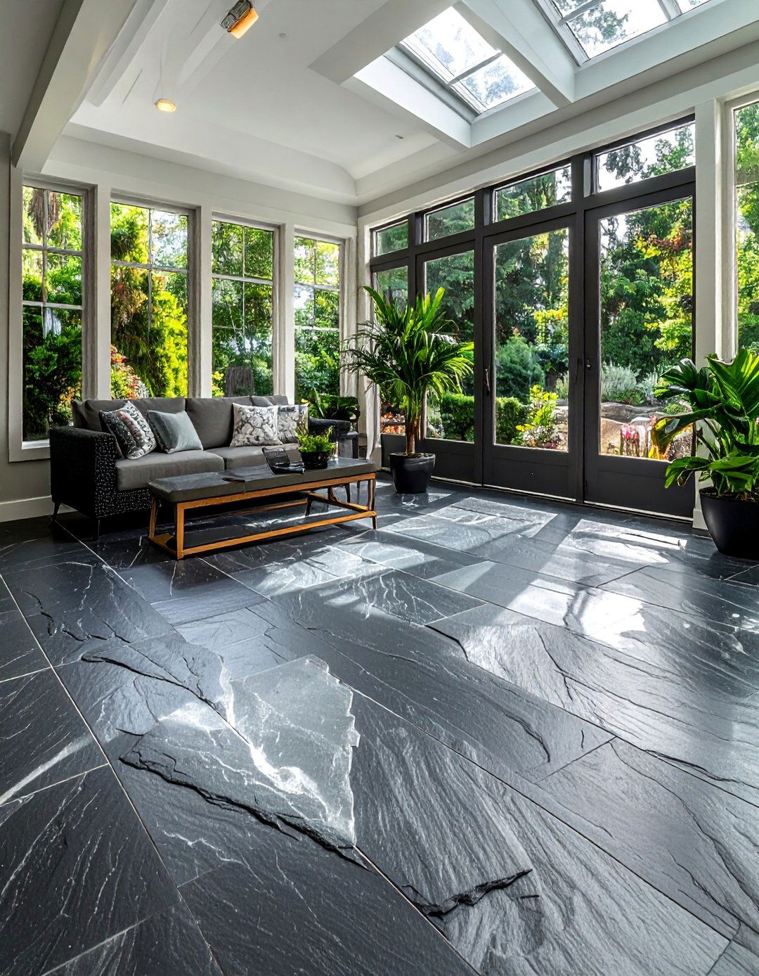 Slate Natural Stone Tiles - 15 Sunroom Tile Floor Ideas for a Bright and Cozy Space