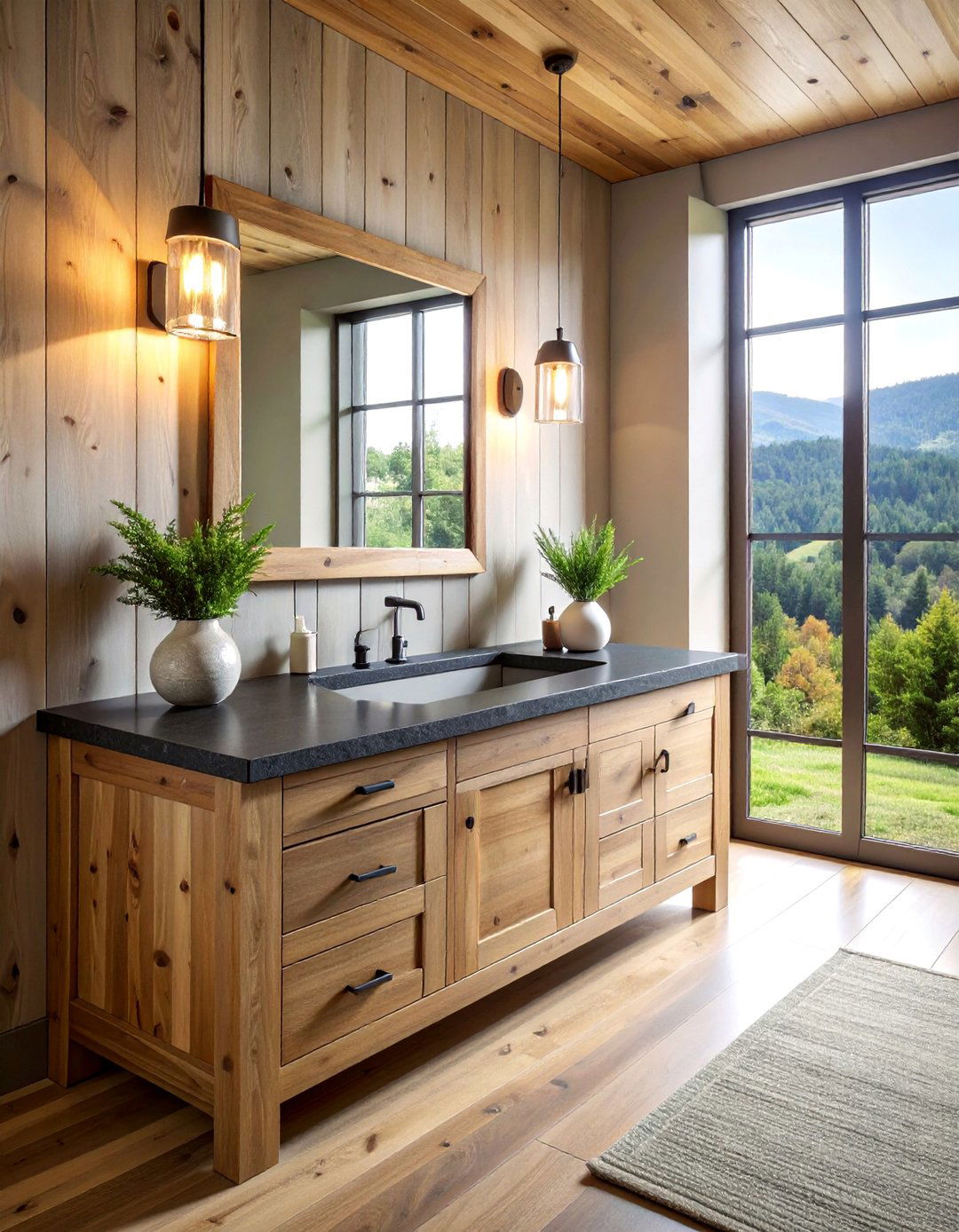 Slate Top Rustic Bathroom Vanity - 15 Rustic Bathroom Vanity Ideas for a Charming Retreat