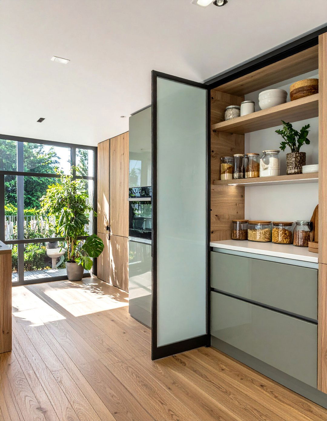 Sliding Glass Kitchen Cabinets for Space Saving Functionality - 20 Modern Style Glass Kitchen Cabinets for a Sleek Look