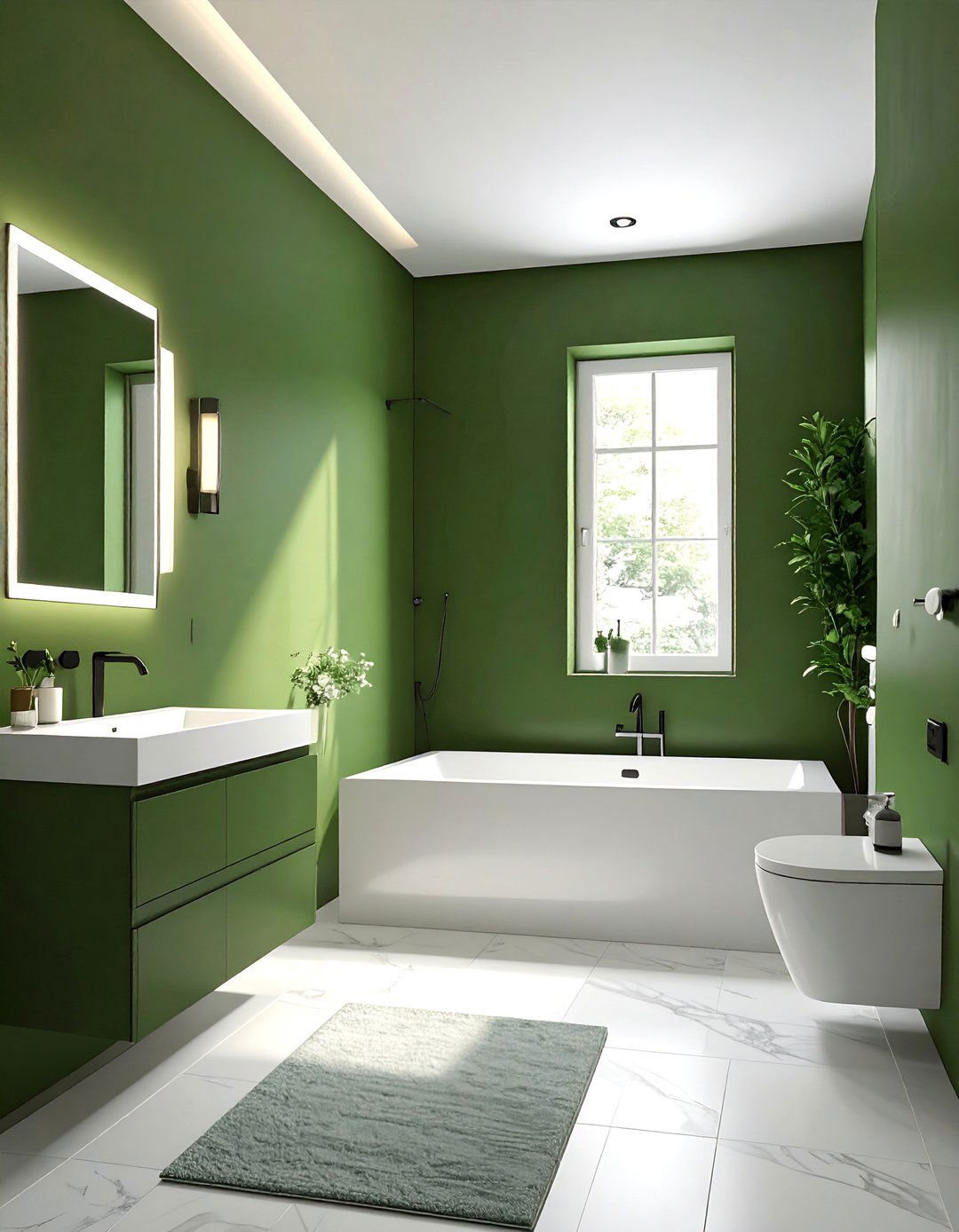 Small Bathroom with Two Tone Green and White Walls - 20 Small Green Bathroom Ideas for a Fresh Look