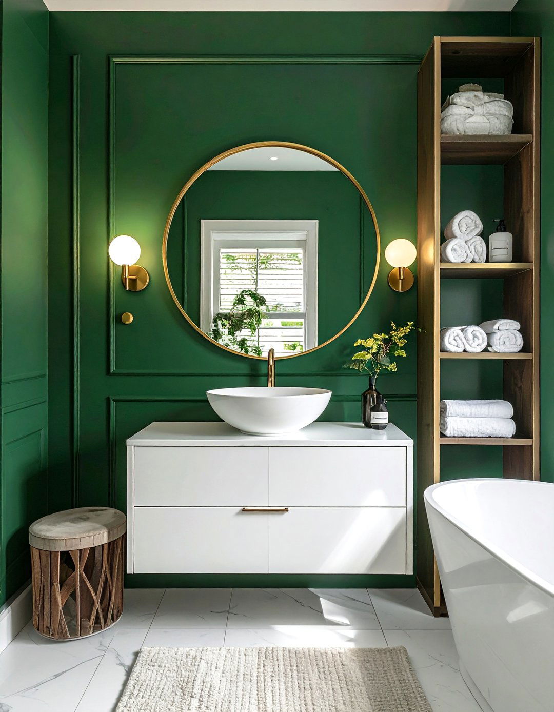Small Forest Green Bathroom Accent Wall - 20 Small Green Bathroom Ideas for a Fresh Look