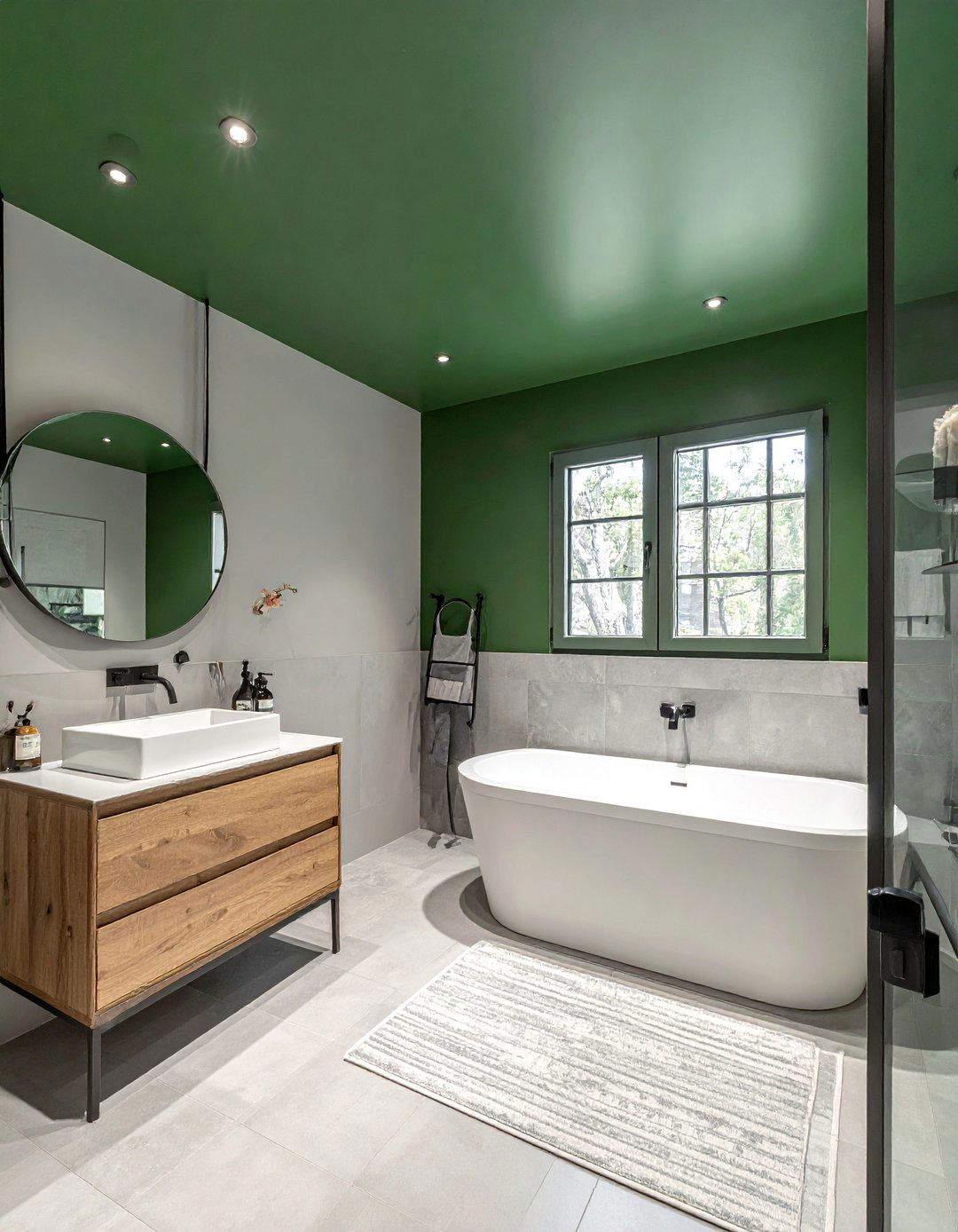 Small Green Bathroom with a Green Ceiling - 20 Small Green Bathroom Ideas for a Fresh Look