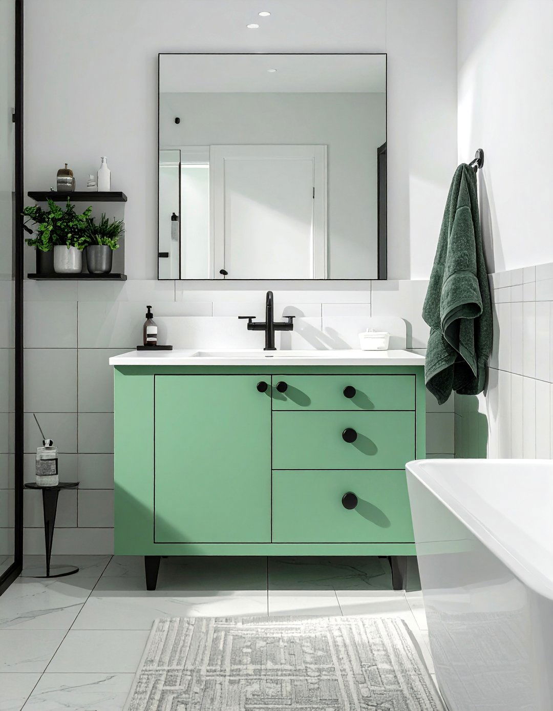 Small Mint Green Bathroom Vanity - 20 Small Green Bathroom Ideas for a Fresh Look