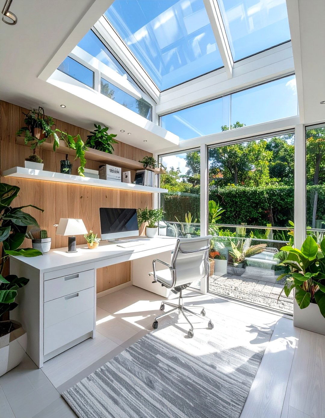 Small Sunroom Office with a Corner Desk - 20 Sunroom Office Ideas for a Productive and Inspiring Workspace