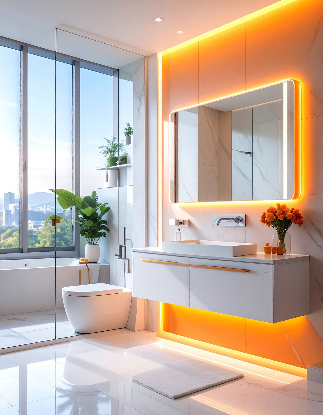 Smart Mirror Technology - 40 Elegant Primary Bathroom Ideas for a Luxurious Space